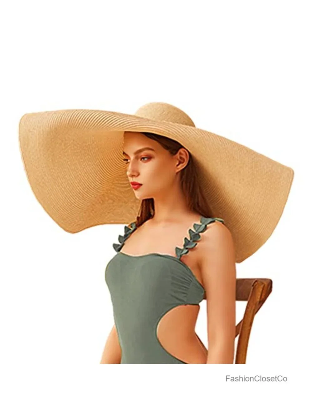 Oversized Straw Sun Hat Wide Brim Floppy Roll Up Foldable Beach Visor Hat